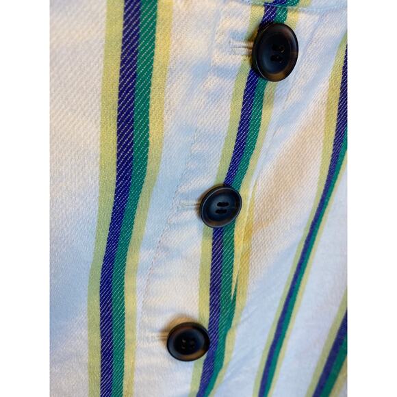 Halogen White Pencil Green Yellow Button Front Skirt 20 - Picture 3 of 9